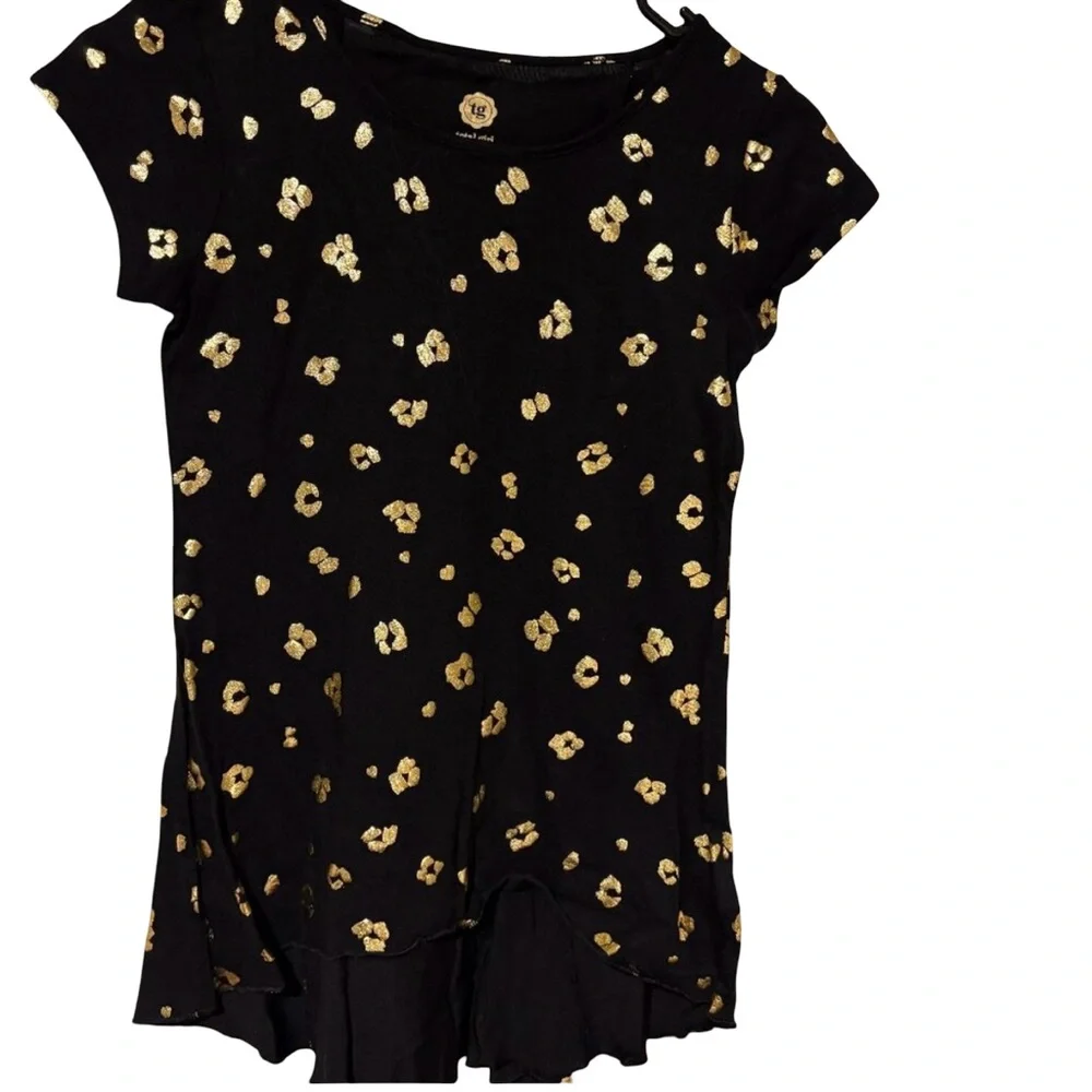 NWOT Total Girl black/gold short sleeve top sz 10/12